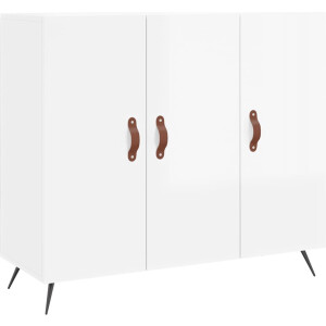 vidaXL - Dressoir - 90x34x80 - cm - bewerkt - hout - hoogglans - wit