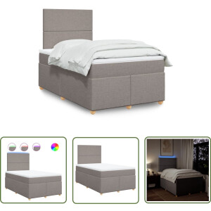 vidaXL Matras - Boxspring - Boxspring met matras stof taupe 120x190 cm - Led Verlichting - Hoofdbord - Pocketvering