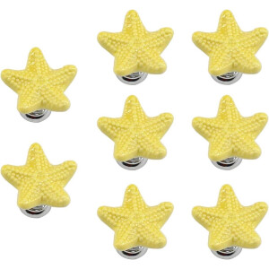 TheLau - Set van 8 gele zeester keramische ladeknoppen met zinklegering basiskasttrekken - Dressoir Garderobe Handvatten - Maritiem Design