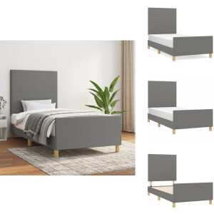 vidaXL Bedframe Met Hoofdeinde - Bedframes Met Hoofdeindes - Bed - Slaapmeubel - Bedframe zonder matras 100x200 cm stof donkergrijs