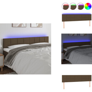 vidaXL Hoofdbord - Hoofdborden - Hoofdeinde - Houten Hoofdbord - Hoofdbord LED 180x5x78/88 cm stof donkerbruin