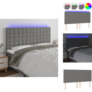 vidaXL Hoofdbord - Hoofdborden - Hoofdeinde - Houten Hoofdbord - Hoofdbord LED 160x5x118/128 cm stof donkergrijs