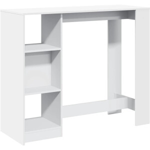 vidaXL Bartafel met schap 124x46x103,5 cm bewerkt hout wit - Bartafel - Bartafels - Statafel - Statafeltje
