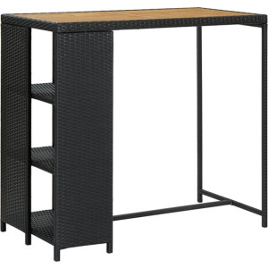 vidaXL - Bartafel - met - opbergrek - 120x60x110 - cm - poly - rattan - zwart