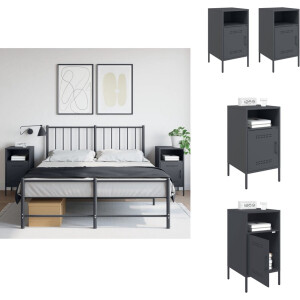 vidaXL Nachtkastje - Nachtkastjes - Bijzettafel - Wandkastje - Nachtkastjes 2 st 36x39x68 cm staal antracietkleurig