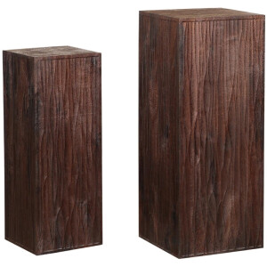 PTMD Zuil Riko - 35x35x90 cm - Hout - Bruin- Set van 2