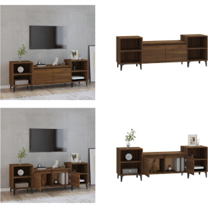 vidaXL - Tv-meubel - 160x35x55 - cm - bewerkt - hout - bruin - eikenkleur