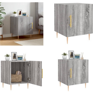 vidaXL - Nachtkastje - 40x40x50 - cm - bewerkt - hout - grijs - sonoma - eikenkleurig