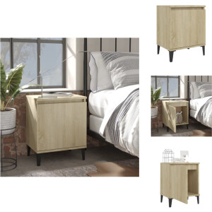 vidaXL Nachtkastje - Industriële stijl - Metalen poten - 40x30x50 cm - Sonoma eiken - Kast