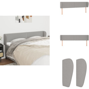 vidaXL Hoofdbord - Hoofdborden - Hoofdeinde - Houten Hoofdbord - Hoofdbord met randen 183x23x78/88 cm stof lichtgrijs