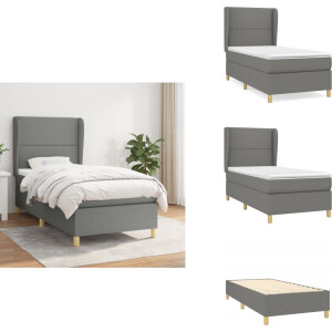 vidaXL Boxspring - Boxsprings - Bed - Slaapmeubel - Boxspring met matras stof donkergrijs 90x190 cm