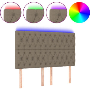 vidaXL - Hoofdbord - LED - 160x7x118/128 - cm - stof - taupe