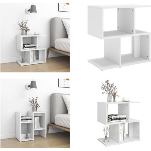 vidaXL Nachtkastje 50x30x51,5 cm bewerkt hout wit - Nachtkastje - Nachtkastjes - Telefoonkast - Telefoonkasten