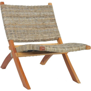 vidaXL - Relaxstoel - natuurlijk - kubu - rattan - en - massief - mahoniehout