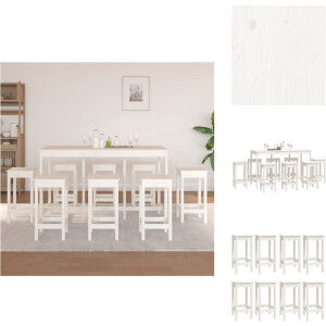 vidaXL Barset - Barsets - Pubset - Bistroset - 9-delige Barset massief grenenhout wit