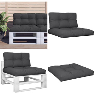 vidaXL Palletkussens 2 st stof zwart - Palletkussen - Palletkussens - Palletbankkussen - Bankkussen