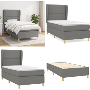 vidaXL Boxspring met matras stof donkergrijs 90x200 cm - Boxspring - Boxsprings - Bed - Slaapmeubel