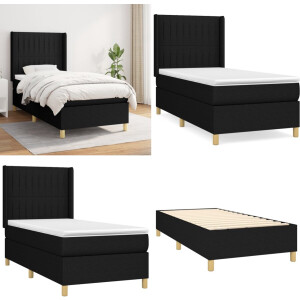 vidaXL Boxspring met matras stof zwart 100x200 cm - Boxspring - Boxsprings - Bed - Slaapmeubel