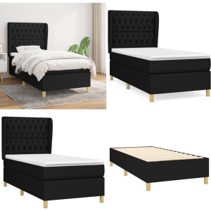 vidaXL Boxspring met matras stof zwart 100x200 cm - Boxspring - Boxsprings - Bed - Slaapmeubel