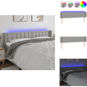vidaXL Hoofdbord - Hoofdborden - Hoofdeinde - Houten Hoofdbord - Hoofdbord LED 163x16x78/88 cm stof lichtgrijs