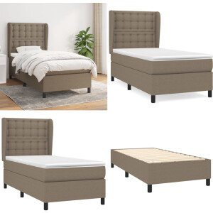 vidaXL Boxspring met matras stof taupe 100x200 cm - Boxspring - Boxsprings - Bed - Slaapmeubel