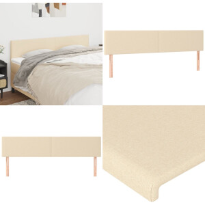 vidaXL Hoofdborden 2 st 100x5x78/88 cm stof crèmekleurig - Hoofdbord - Hoofdborden - Hoofdeinde - Houten Hoofdbord