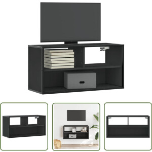 vidaXL Salontafel - Tv Meubel - Tv-meubel 80x31x39,5 cm bewerkt hout en metaal zwart - Zwarte Kast - Houten Tv Stand - Industrieel Design