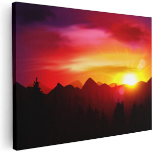 Artaza Canvas Schilderij Zonsondergang In De Bergen - Abstract - 40x30 - Klein - Foto Op Canvas - Canvas Print