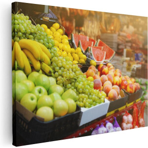 Artaza Canvas Schilderij Vers Fruit Op De Markt - 80x60 - Foto Op Canvas - Canvas Print