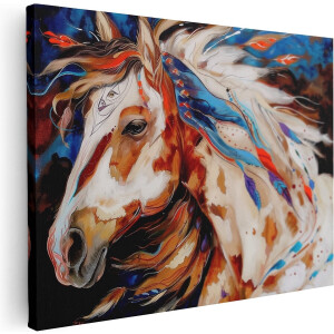 Artaza Canvas Schilderij Kunstwerk van een Paard met Veren - 40x30 - Klein - Foto Op Canvas - Canvas Print
