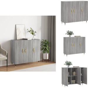 vidaXL Dressoir - Dressoirs - Kast - Wandkast - Dressoir 90x34x80 cm bewerkt hout grijs sonoma eikenkleurig