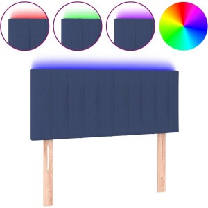 vidaXL - Hoofdbord - LED - 80x5x78/88 - cm - stof - blauw