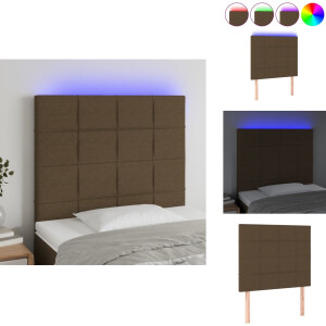 vidaXL Hoofdbord - Hoofdborden - Hoofdeinde - Houten Hoofdbord - Hoofdbord LED 90x5x118/128 cm stof donkerbruin