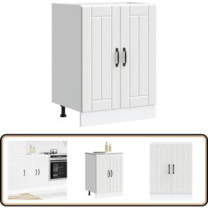 vidaXL Spoelbakonderkast Lucca wit 60x46x81,5cm Spoelbakonderkast - Keukenmeubels - Houten Kast - Wit Meubilair - Lucca Serie