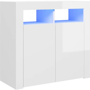 vidaXL - Dressoir - met - LED-verlichting - 80x35x75 - cm - hoogglans - wit