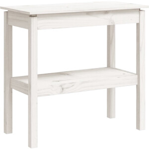 vidaXL Wandtafel - Massief Grenenhout - Wit - 80x40x75 cm Wandtafel - Salontafel - Entreetafel - Houten Tafel - Witte Tafel