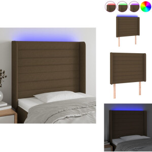 vidaXL Hoofdbord - Hoofdborden - Hoofdeinde - Houten Hoofdbord - Hoofdbord LED 83x16x118/128 cm stof donkerbruin