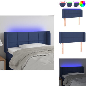 vidaXL Hoofdbord - Hoofdborden - Hoofdeinde - Houten Hoofdbord - Hoofdbord LED 83x16x78/88 cm stof blauw