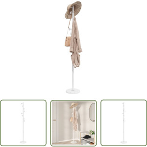 vidaXL Wit - Kapstok - Kapstok 176 cm gepoedercoat ijzer wit - Marmeren Voet - Ijzeren Kapstok - Entreehal Meubilair