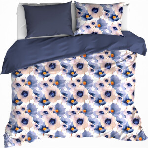 De Witte Lietaer Dekbedovertrek, Veronica Mood Indigo - 240 x 220 cm + 2x 60x70 cm - Katoen flanel
