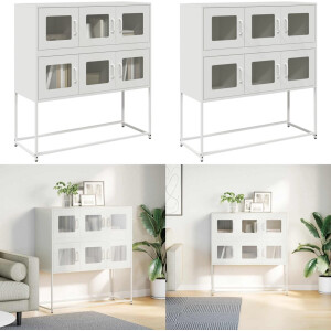 vidaXL Dressoir 100,5x39x107 cm koudgewalst staal wit - Dressoir - Dressoirs - Opbergkast - Buffet