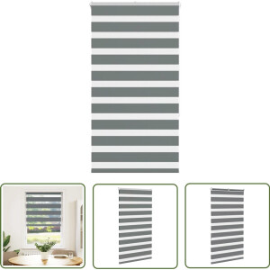 vidaXL Donkere Gordijnen - Zebra Rolgordijn - Zebra rolgordijn 80x150 cm stofbreedte 75,9 cm donkergrijs - Privacy Gordijnen - Lichtregulerende Gordijnen - Woon Accessoires