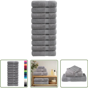 vidaXL Katoen Handdoeken - Badhanddoeken - Badhanddoeken SOLUND 10 st 600 g/m² 100x150 cm grijs - Grijze Handdoeken - Grote Handdoeken - Luxe Handdoeken