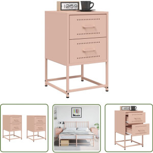 vidaXL Rozenkleurige Nachtkastjes - Nachtkastjes - Nachtkastjes 2 st 36x39x60,5 cm staal roze - Staal Nachtkastjes - Industrieel Nachtkastje - Nachtkastjes Paar