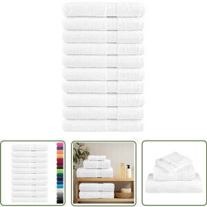 vidaXL Saunadouche - Saunahanddoeken - Saunadoeken SOLUND 10 st 600 g/m² 80x200 cm wit - Wellness - Sauna Accessoires - Handdoeken Set