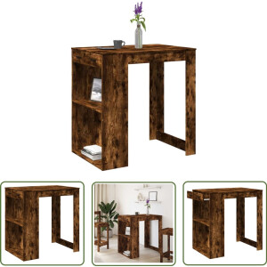 vidaXL Houten Bartafel - Bartafel - Bartafel 102x70x103,5 cm bewerkt hout gerookt eikenkleurig - Keuken Eiland - Salontafel - Drinkwagen