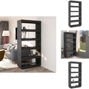 vidaXL Boekenkast - Boekenkasten - Houten Boekenkast - Kamerscherm - Boekenkast/kamerscherm 80x35x167 cm massief grenenhout grijs