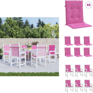 vidaXL Stoelkussen - Stoelkussens - Tuinstoelkussen - Buitenkussen - Stoelkussens 6 st lage rug stof roze