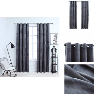 vidaXL Gordijn - Gordijnen - Verduisterend Gordijn - Verduisterende Gordijnen - Gordijn verduisterend ringen 2 st 140x175 cm fluweel antraciet