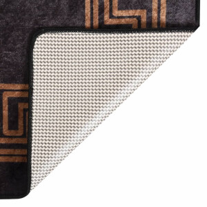 vidaXL Wasbaar Vloerkleed 80x150 cm Zwart Goud Vloerkleden - Tapijten - Vloerbedekking - Zwarte Vloerkleed - Gouden Vloerkleed